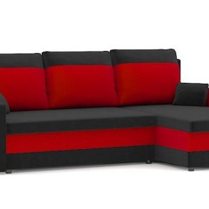 Narożnik rozkładany do salonu, Milton, 215x140x75 cm, czarny, czerwony