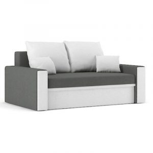 Sofa dwuosobowa, poduszki, Montana, 152x90x75 cm, biel, szary