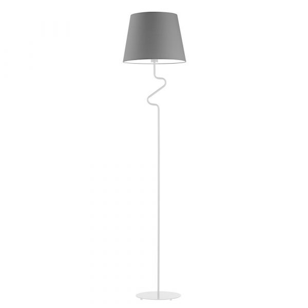 Lampa stojąca do salonu, Fogo, 37x174 cm, szary klosz