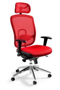 Fotel biurowy, ergonomiczny, mikrosiatka, Vip, czerwony
