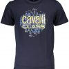 CAVALLI CLASS T-SHIRT Z KRÓTKIM RĘKAWEM MĘSKI NIEBIESKI