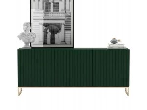 Komoda. RTV, szafka stojąca, glamour, Elpis, 168x37x72 cm, zielony, mat