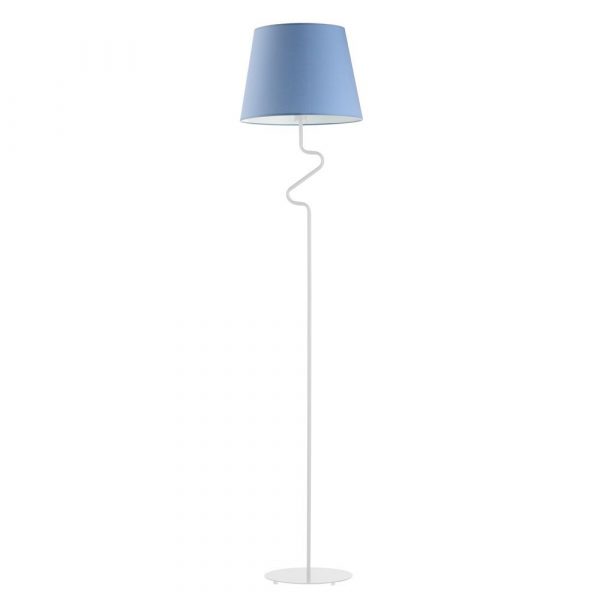 Lampa stojąca do salonu, Fogo, 37x174 cm, niebieski klosz