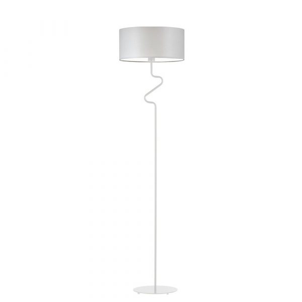 Lampa stojąca do salonu, Moroni, 40x166 cm, jasnoszary klosz