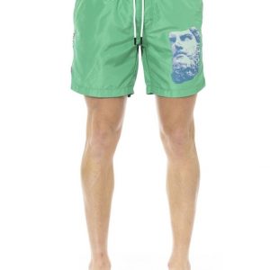 Modny, markowy strój kapielowy. Bikkembergs. Beachwear model. BKK1MBM13 kolor. Zielony. Odzież męska. Sezon: