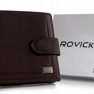 Skórzany portfel męski zapinany na zatrzask - Rovicky