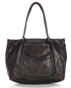 Skórzana torba typu shopper bag - MARCO MAZZINI czekoladowy brąz