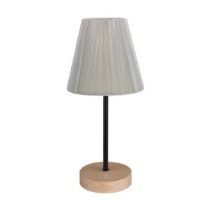 Lampa stołowa nowoczesna, Mila, 14x27 cm, dąb olejowany, czarny, srebrny