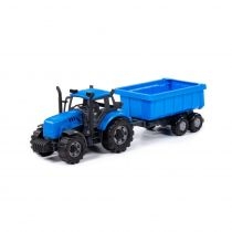Polesie 91277 Traktor "Progres" inercyjny z przyczepą niebieski w pudełku