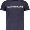 CALVIN KLEIN T-SHIRT Z KRÓTKIM RĘKAWEM MĘSKI NIEBIESKI