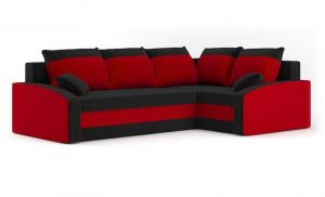 Narożnik rozkładany do salonu, prawy, Grande, 235x185x75 cm, czarny, czerwony