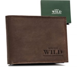 Klasyczny, skórzany portfel męski bez zapięcia - Always. Wild