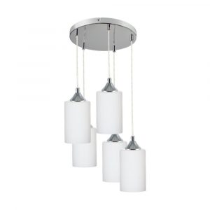 Lampa wisząca 5-punktowa, Bosco. Mix, 40x120 cm, chrom, transparentny, biały