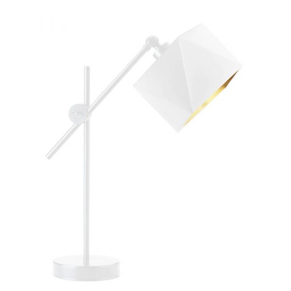 Lampka stojąca, biurowa, Belo gold, 20x50 cm, biały klosz ze złotym wnętrzem