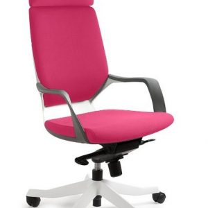 Fotel, krzesło biurkowe, Apollo, biały, magenta