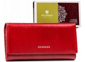 Klasyczny skórzany portfel damski z systemem. RFID - Peterson
