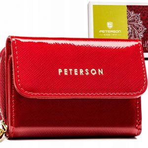 Mały, skórzany portfel damski na zatrzask i zamek - Peterson