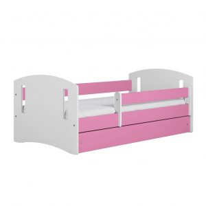 Łóżko dziecięce z barierką, Classic 2, różowy, biały, mat