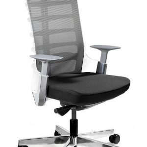 Fotel ergonomiczny, biurowy, mikrosiatka, Spinelly. M, biały, czarny