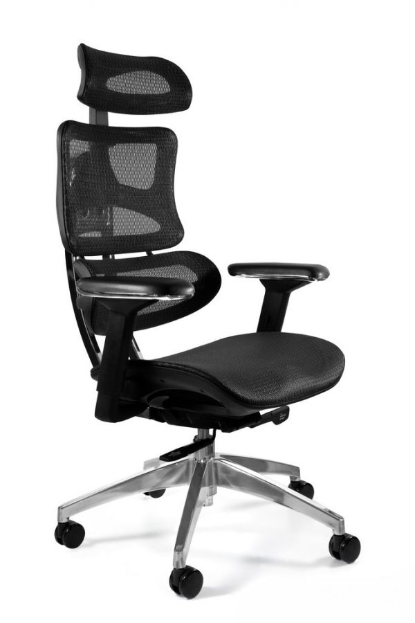 Fotel biurowy, ergonomiczny, Ergotech, czarny chrom