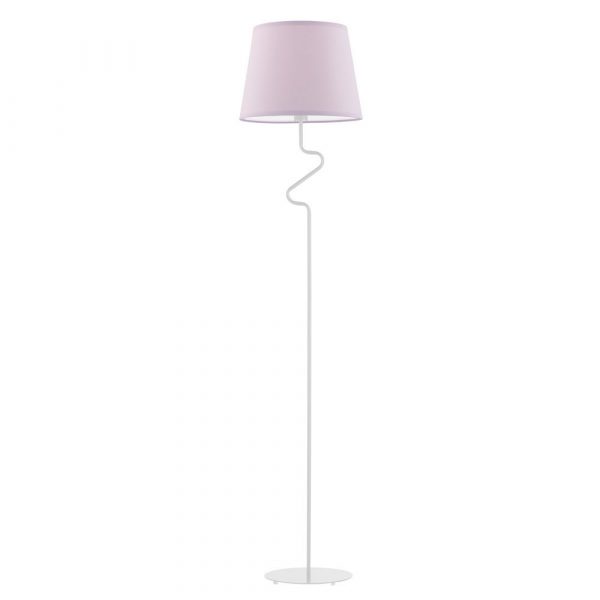 Lampa stojąca do salonu, Fogo, 37x174 cm, jasnofioletowy klosz