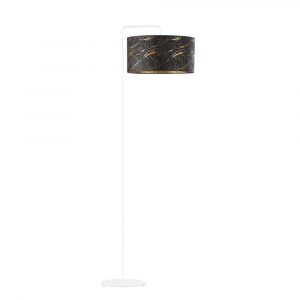 Wysoka lampa stojąca, Bolivia marmur, 45x156 cm, czarny klosz