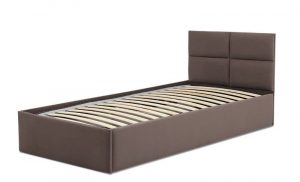 Łóżko tapicerowane, pojemnik na pościel, 90x200 cm, Monos, brązowy