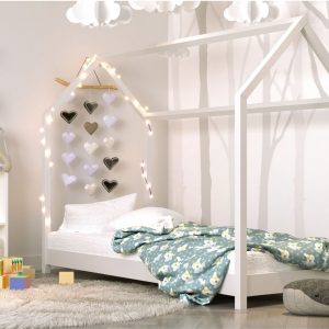 Domek, łóżko do pokoju dla dziecka, bella, drewno, biały, mat
