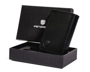 Skórzany portfel męski z zapięciem i ochroną kart. RFID - Peterson