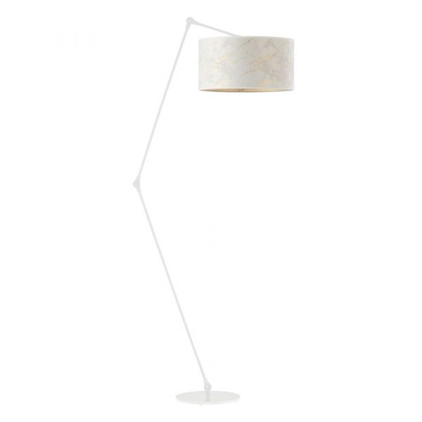 Lampa stojąca glamour, Bari marmur, 60x177 cm, biały klosz