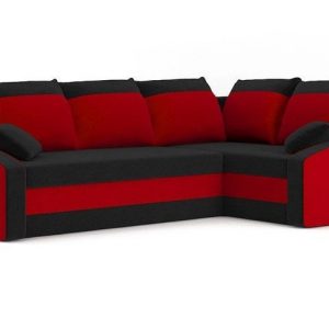 Narożnik do salonu, półka, prawy, Grande, 230x180x75 cm, czarny, czerwony