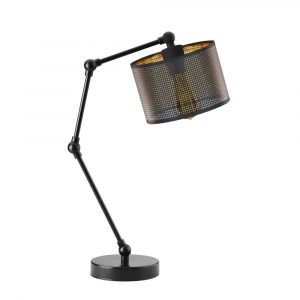 Lampa stołowa, Asmara ażur, 20x50 cm, klosz czarny ażur ze złotym wnętrzem