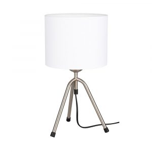 Lampa stołowa z abażurem, Tami, 24x24x27 cm, satyna, biały