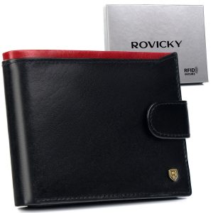 Skórzany portfel męski z kieszenią na dowód rejestracyjny - Rovicky