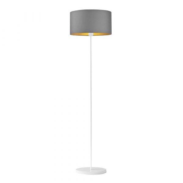 Lampa podłogowa, Werona gold, 40x156 cm, szary stalowy klosz ze złotym wnętrzem