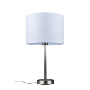 Lampa stołowa, biurowa, nocna, Tamara, 25x49 cm, satyna, biały