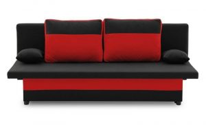 Kanapa trzyosobowa, funkcja spania, Sony, 193x78x67 cm, czarny, czerwony