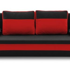Kanapa trzyosobowa, funkcja spania, Sony, 193x78x67 cm, czarny, czerwony