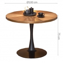 Okrągły stół Carmelo 100 cm orzech/czarny nowoczesny