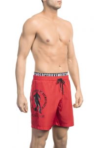 Modny, markowy strój kapielowy. Bikkembergs. Beachwear model. BKK1MBM07 kolor. Czerwony. Odzież męska. Sezon: