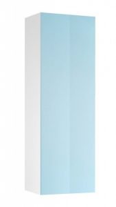 Szafka łazienkowa wisząca, słupek, Sofia, 38x30x115 cm, turkus, biały, połysk