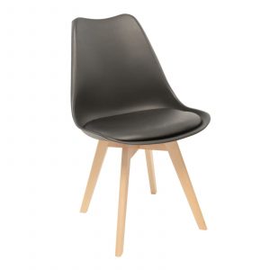 Krzesło na drewnianych nogach, 49x52x82 cm, czarny