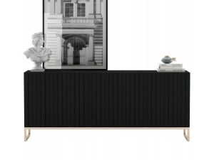 Komoda. RTV, szafka stojąca, glamour, Elpis, 168x37x72 cm, czarny, mat