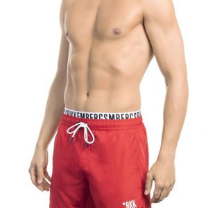 Modny, markowy strój kapielowy. Bikkembergs. Beachwear model. BKK1MBS03 kolor. Czerwony. Odzież męska. Sezon: