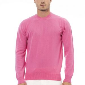 Swetry marki. Alpha. Studio model. AU7240CE kolor. Różowy. Odzież męska. Sezon:
