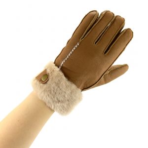 Pięciopalczaste skórzane ocieplane rękawiczki