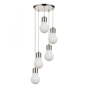 Lampa wisząca, Bulb, 45x110 cm, chrom, transparentny, biały