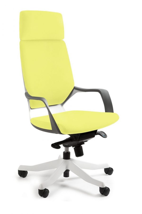 Fotel, krzesło biurkowe, Apollo, biały, mustard
