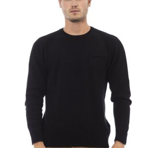 Swetry marki. Alpha. Studio model. AU016C kolor. Czarny. Odzież męska. Sezon:
