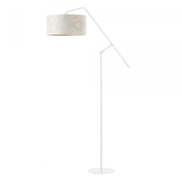 Lampa podłogowa do salonu, Liberia marmur, 77x170 cm, biały klosz